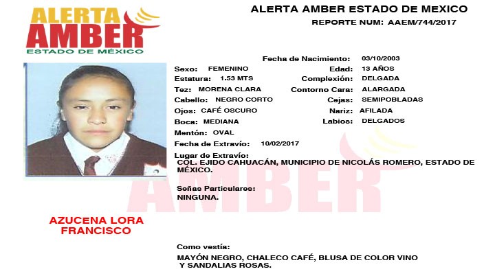 Alerta Amber Estado de México
