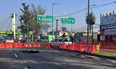 Por socavones cierran carriles en la calzada Ignacio Zaragoza de la CDMX