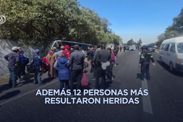 Muere pasajero durante volcadura de autobús en la México-Cuautla