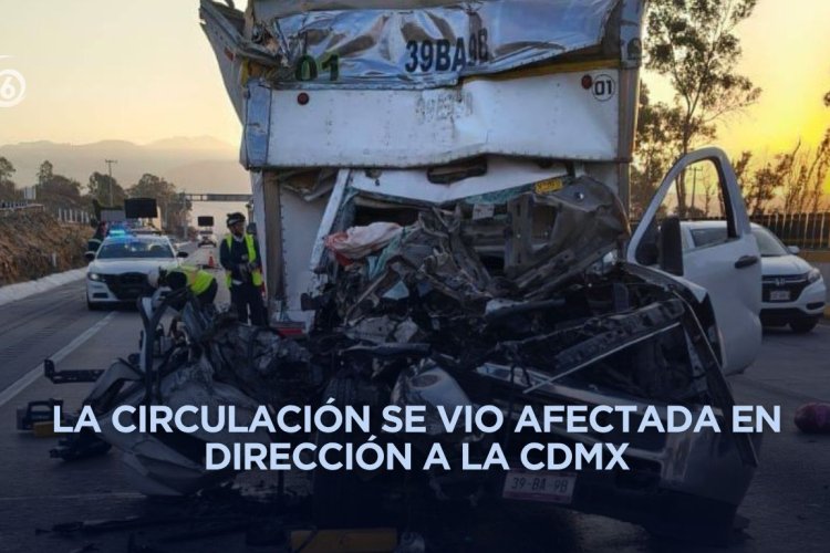 Fuerte choque de camión paraliza la autopista México-Puebla
