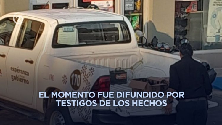 Utilizan camioneta oficial de Poza Rica, Veracruz para comprar cerveza